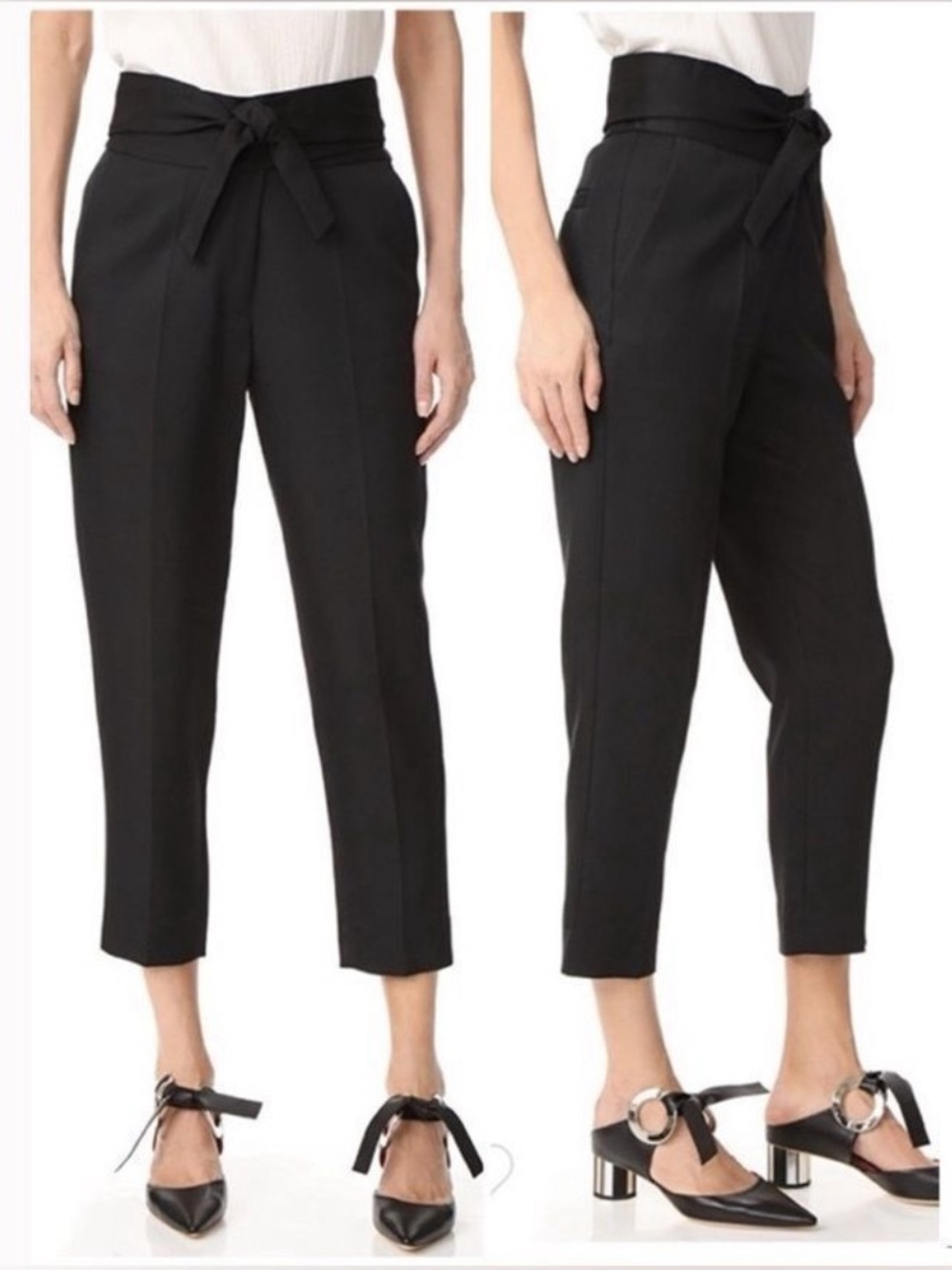 IRO Sheava Cropped Wrap Waist Tie Black Trouser with Pockets Size 36/US4